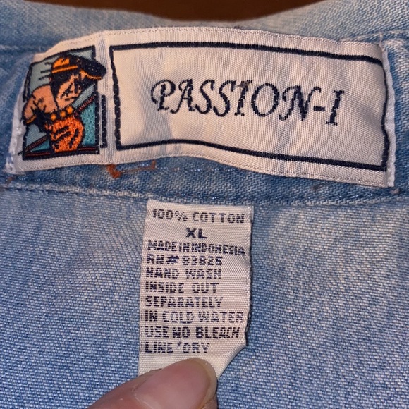 Passion-I Embroidered Button Up Western 100% Cotton Americana Shirt XL L/S Horse - Picture 7 of 11